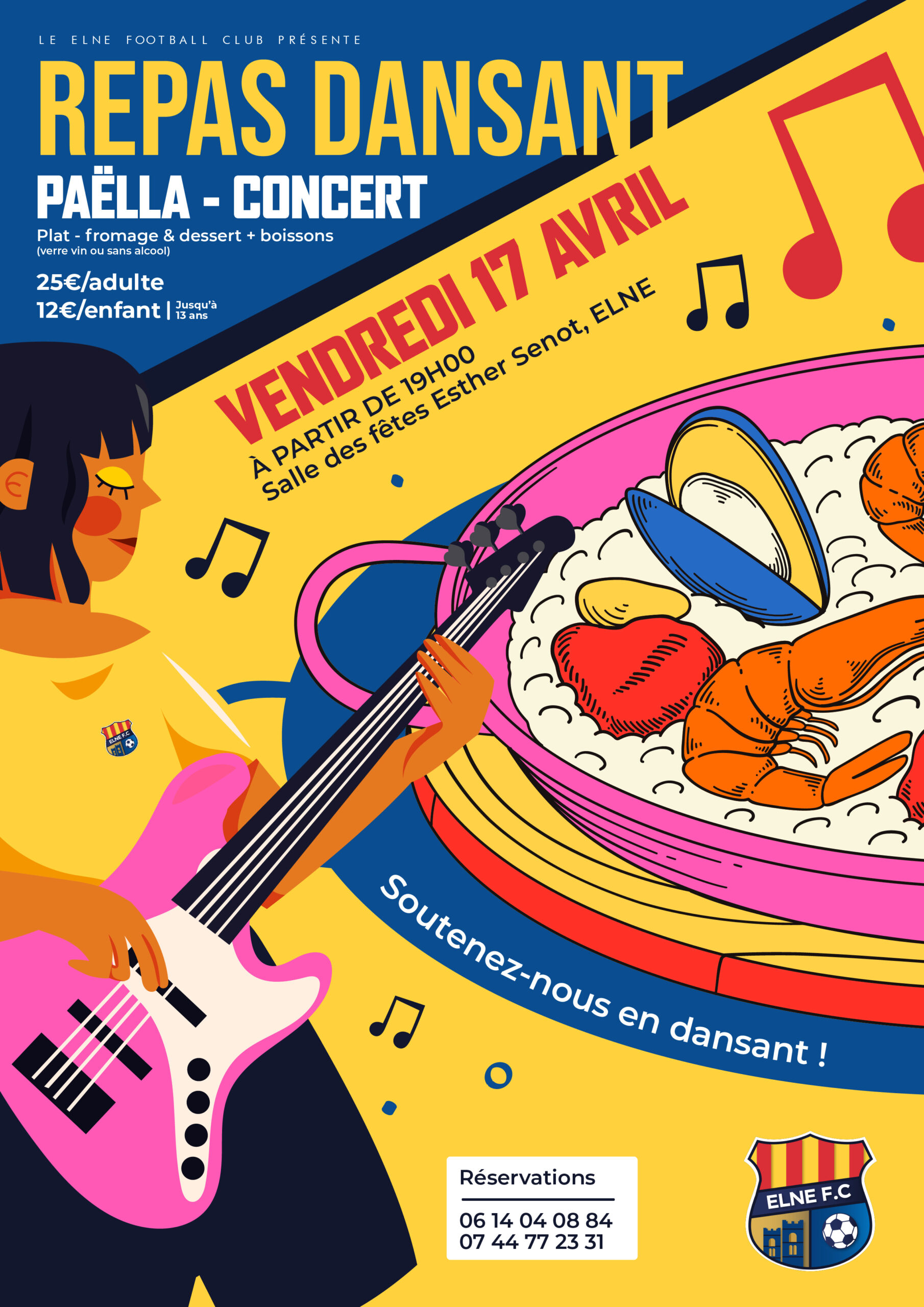 Affiche Repas dansant — Paëlla et concert